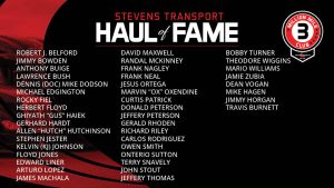 graphic of three million miler awardee names