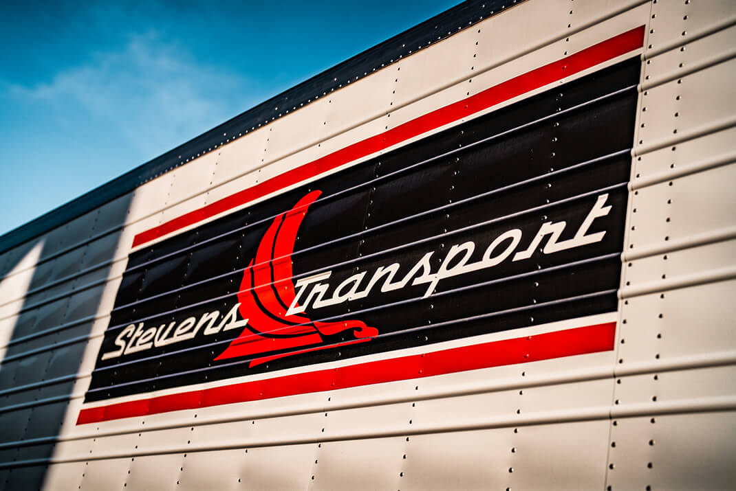 Image of Stevens Transport truck, close up