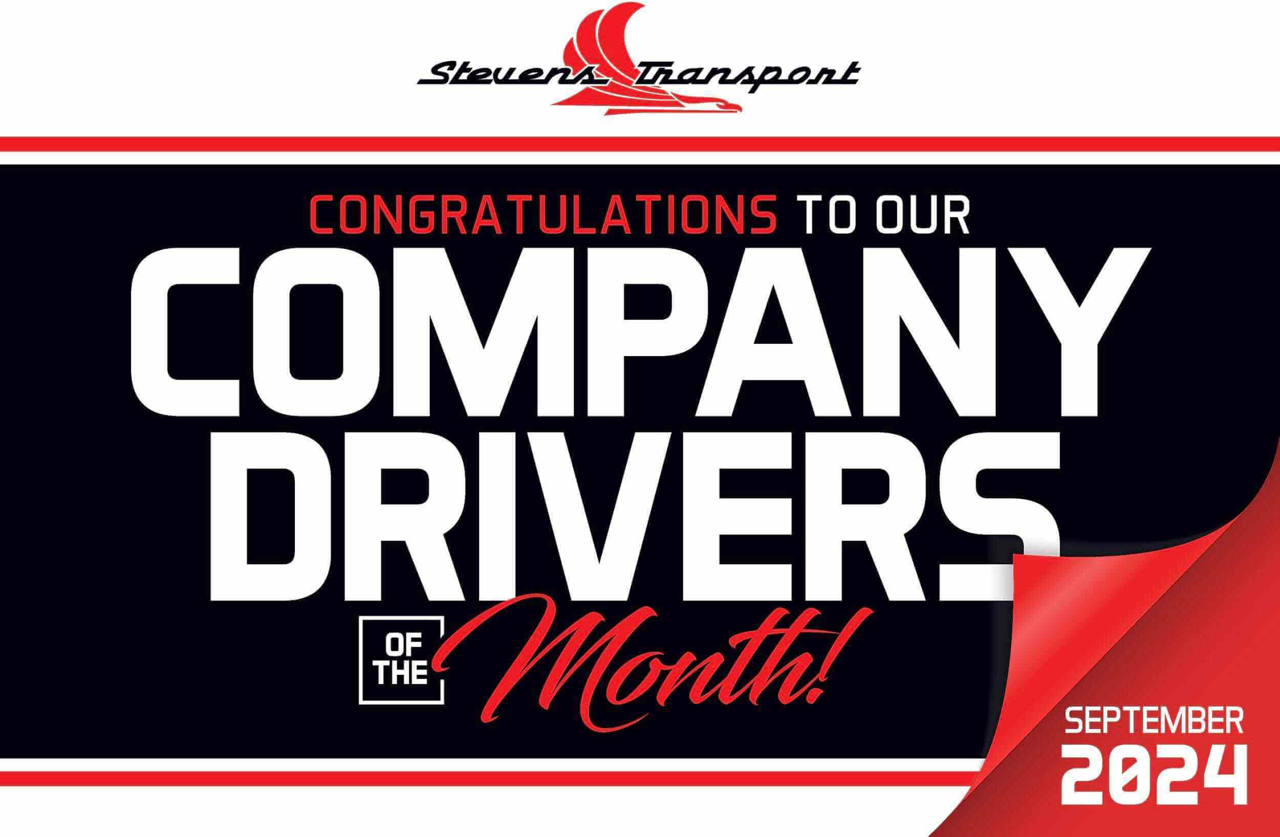 Graphic with text congratulations to our company drivers of the month for September 2024