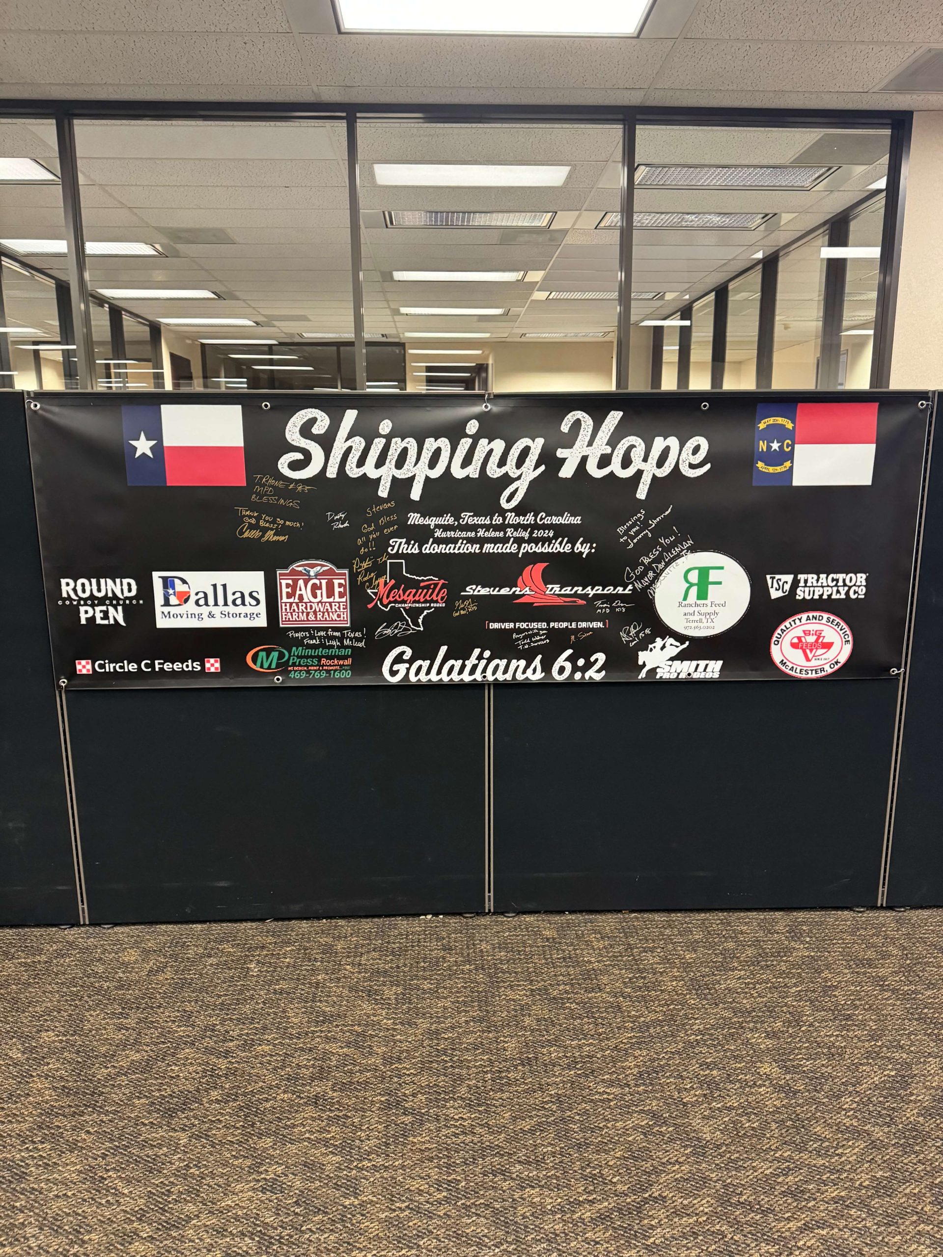 image of Shipping Hope banner at Stevens Transport