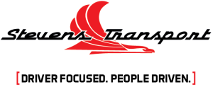 Image of Stevens Transport logo with tagline that reads "Driver Focused. People Driven."